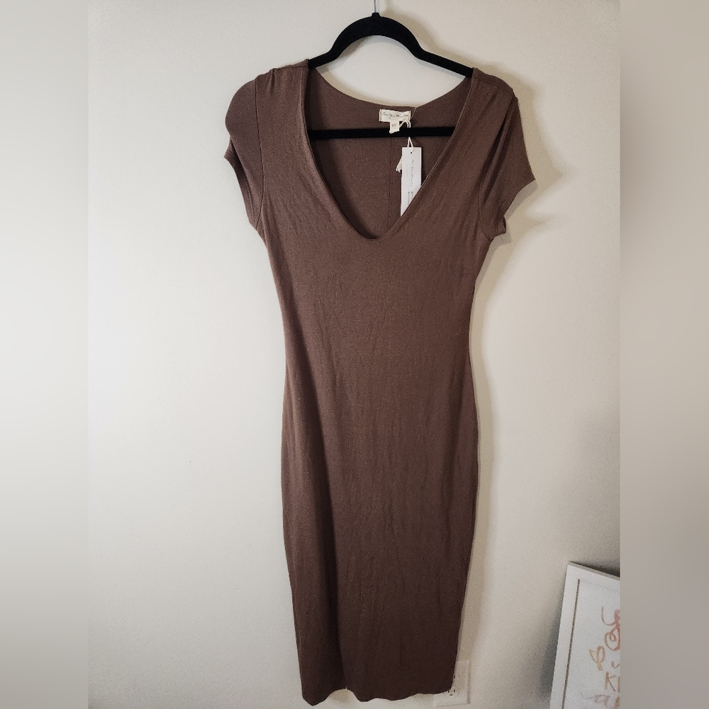 Brown fitted midi
